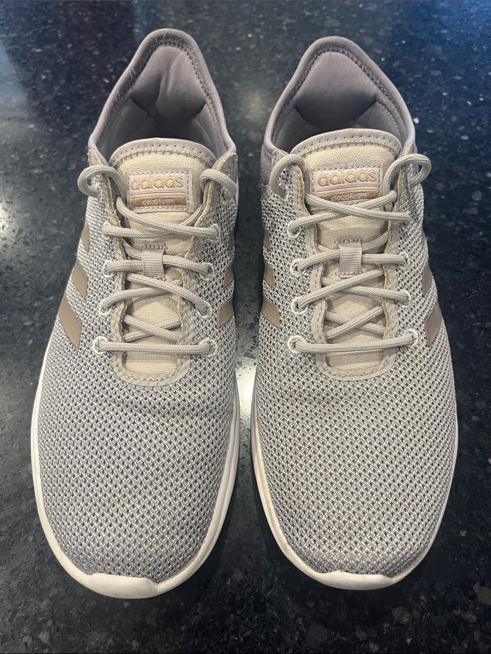 adidas Women's Breathable Mesh Athletic Sneakers in Light Gray and Beige